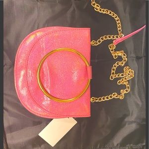 Trouve Womens Small Bag Pink Metallic Color Magnetic Clip 7.5"